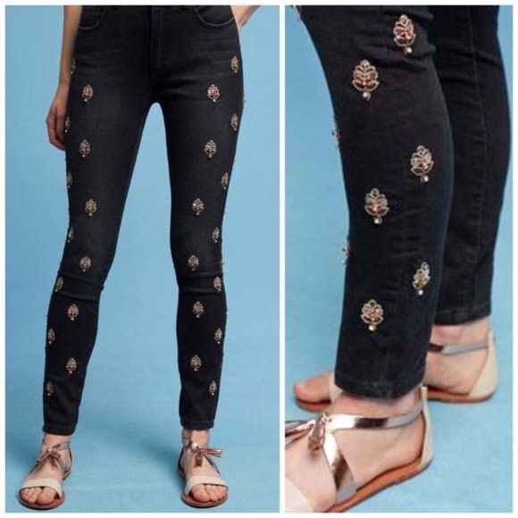 Anthropologie Denim - ANTHROPOLOGY PILCRO EMBELLISHED HIGH RISE JEANS 25